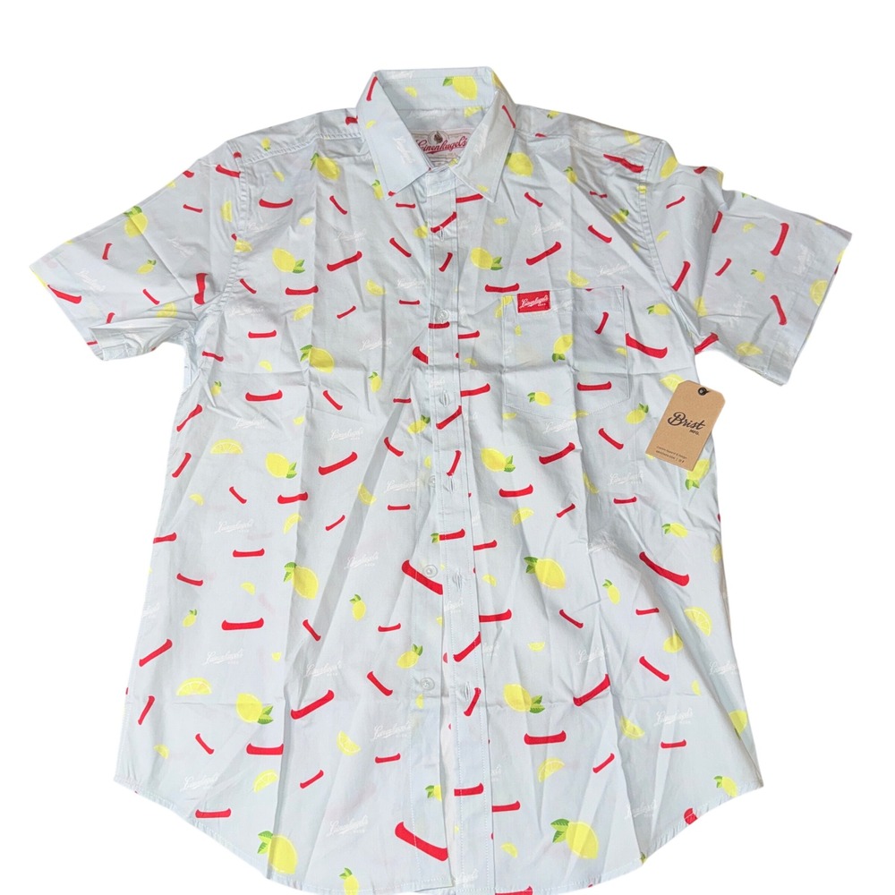 Leinenkugel Beer Button Up‎ Shirt Small Blue Lemon Canoe Short Sleeve NWT